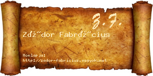 Zádor Fabrícius névjegykártya
